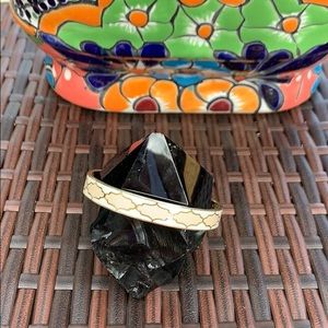 Gold and beige bangle bracelet